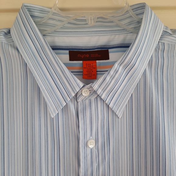 nyne New You New Energy Men's Stripe Button Up Shirt Short Sleeve SZ 4XLT Tall - Picture 9 of 13